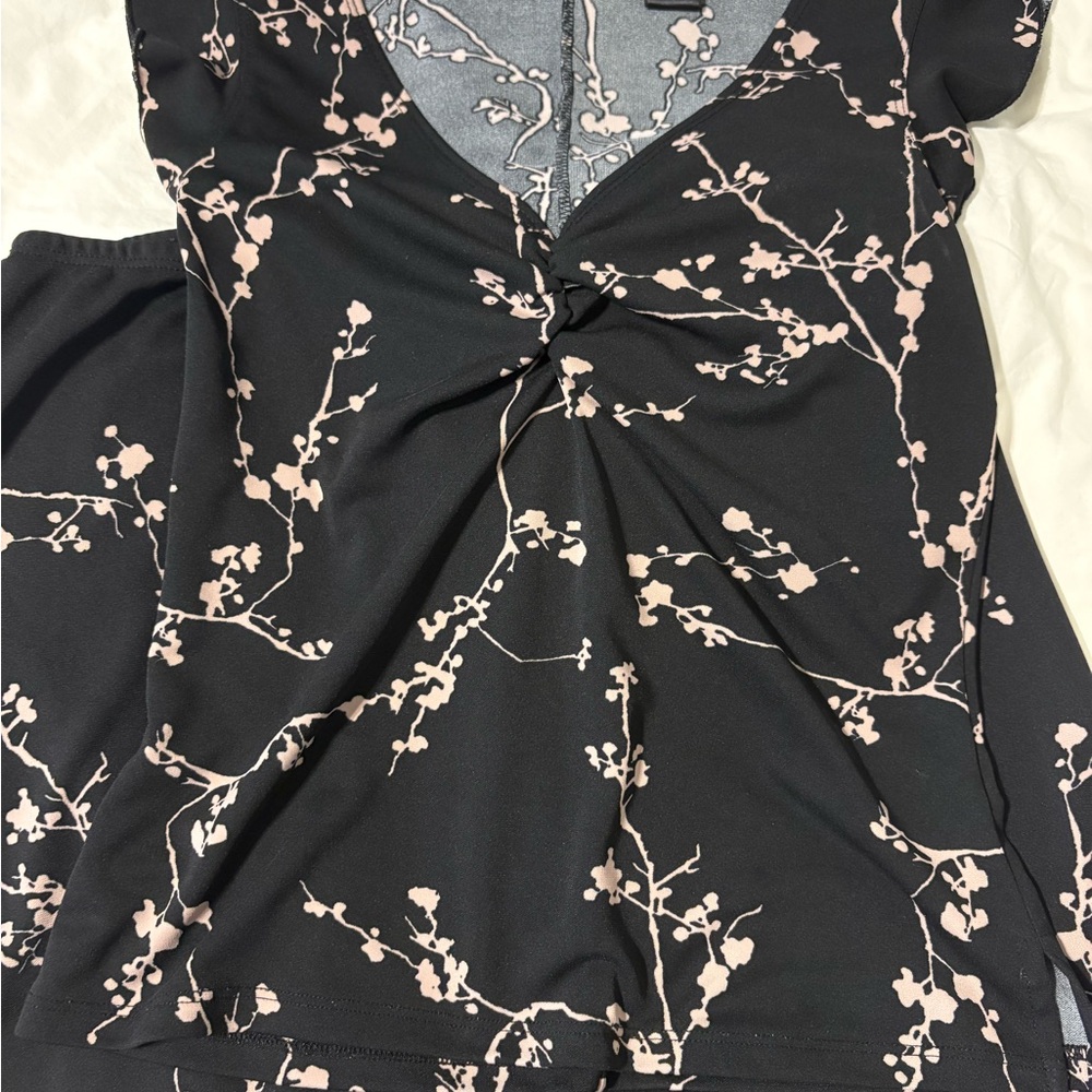 Vintage Matching Skirt Set Gray Pink